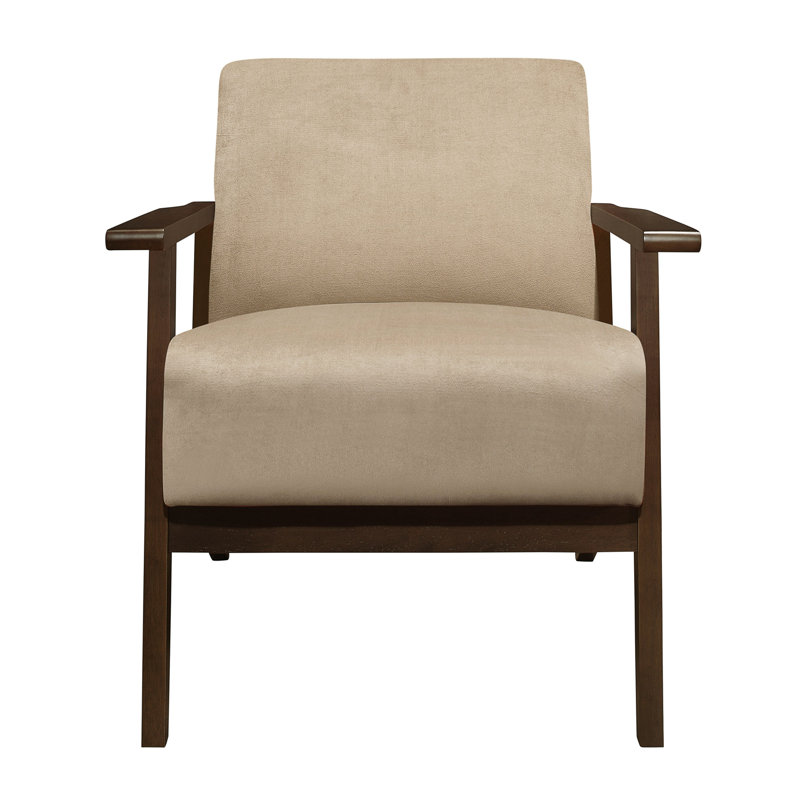 Chaise d'appoint moderne en brun, finition, velours brun uni, bois d'hévéa, Marron clair
