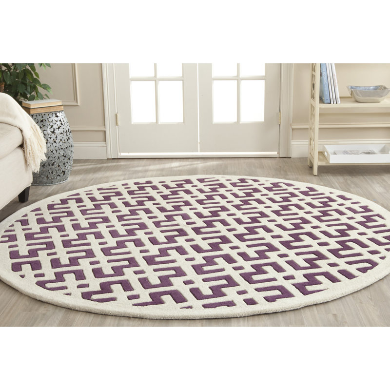 Teresita Hand Tufted Wool Geometric Rug, Round 7'