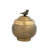 Feliberto Round Hammered Metal Container with Bird Finial