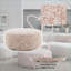 Repose-pieds en tissu bouclé rose avec structure en métal robuste, facile à assembler pour le salon | Base en acier inoxydable | Argent brossé
