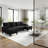 Modular U-Shaped Sectional Sofa, 4-Seat Convertible Couch, Modern Corduroy Upholstered Sofa Furniture-610617291