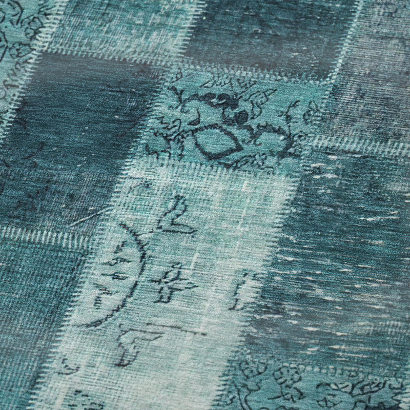 Addison Machine Washable Sherpa ASB631 Patchwork Throw Blanket, Teal