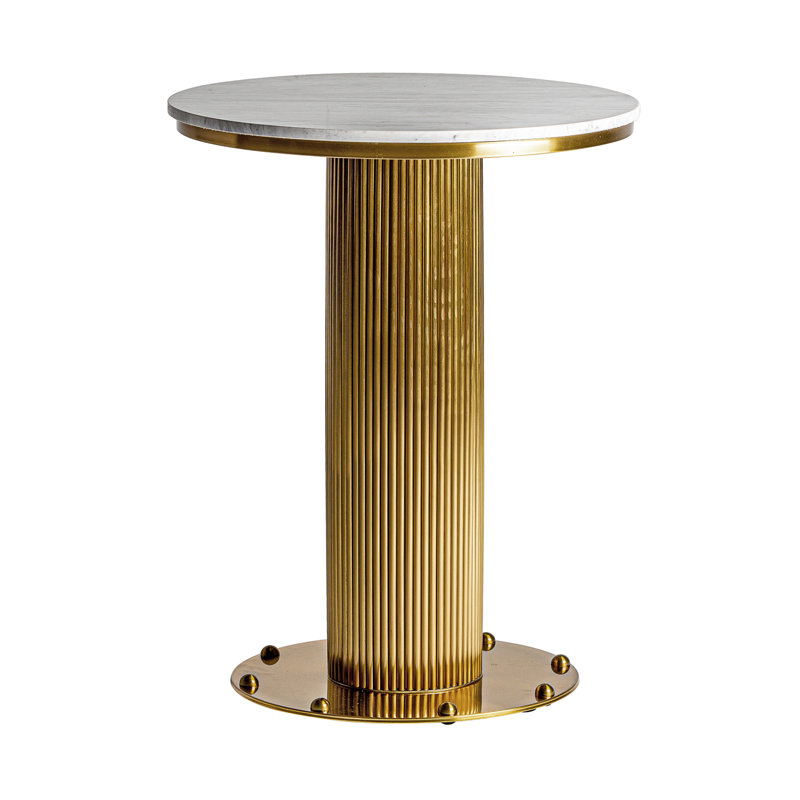 Dolny Round Marble Top Metal Base Dining Table