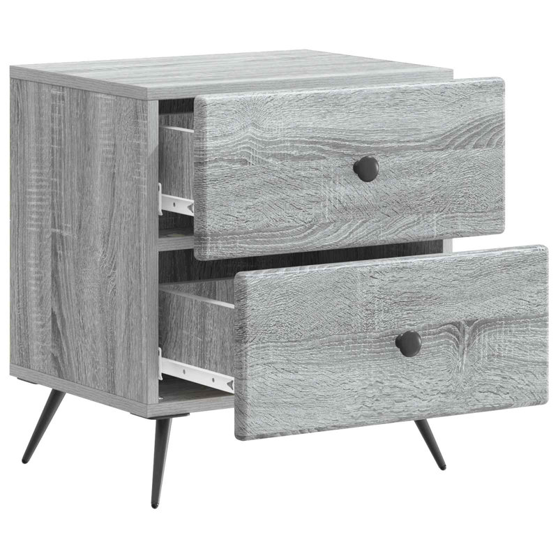 43cm W Manufactured Wood Bedside Table, Grey Sonoma
