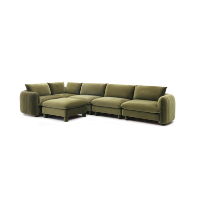 The Bayshore 5-Seater Sofa | Upholstery in Rust & Color | Luxury & Versatile Seating | Easy-Clean Fabric | Perfect for Family & Guests