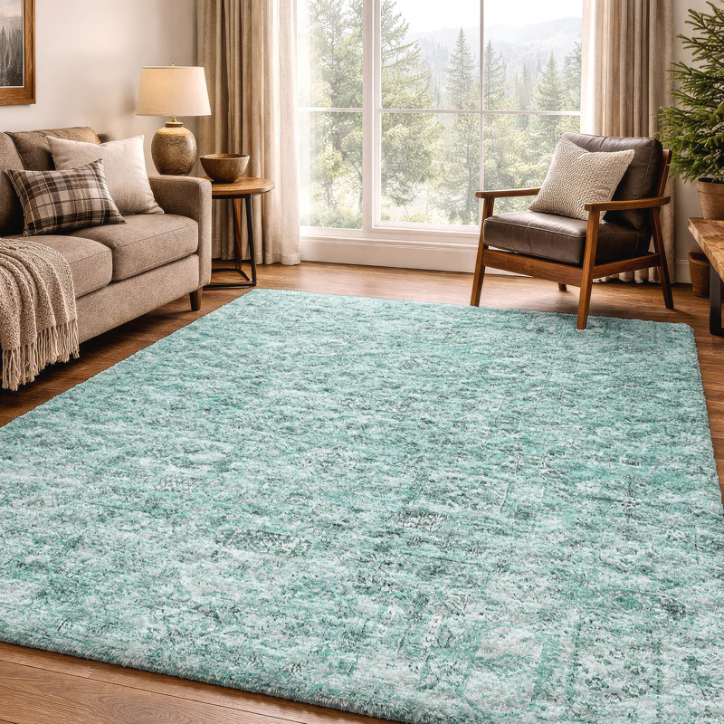 Tapis à poils longs de qualité supérieure lavable à la machine ADS611, Sarcelle, 10' x 14'