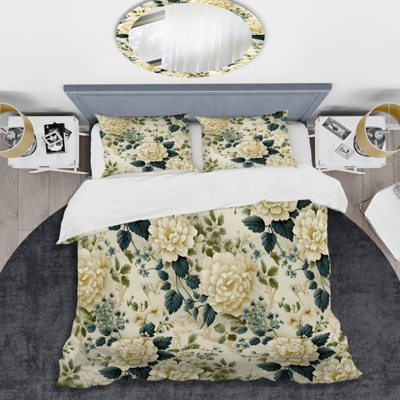 Vintage Lace Trellis Victorian Pattern IV - Floral Duvet Cover Set, Housse de couette pour très grand lit et 2 très