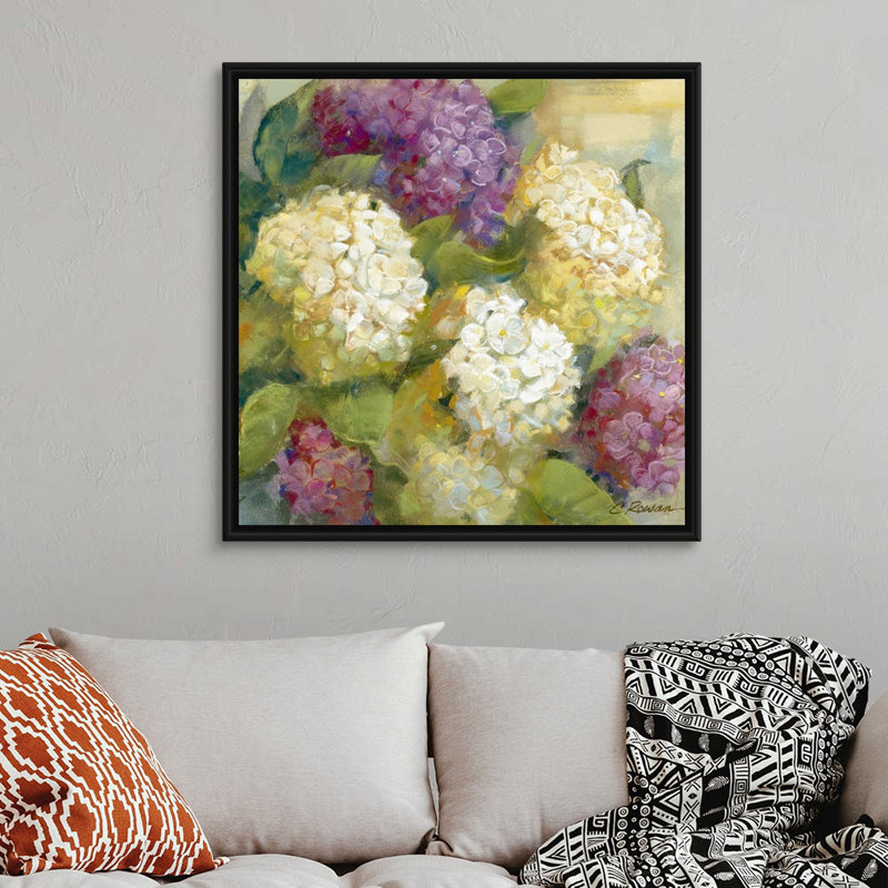 «Hydrangea Delight II», art mural sur toile, Toile avec cadre noir, H 20 po x l 20 po x P 1,75 po