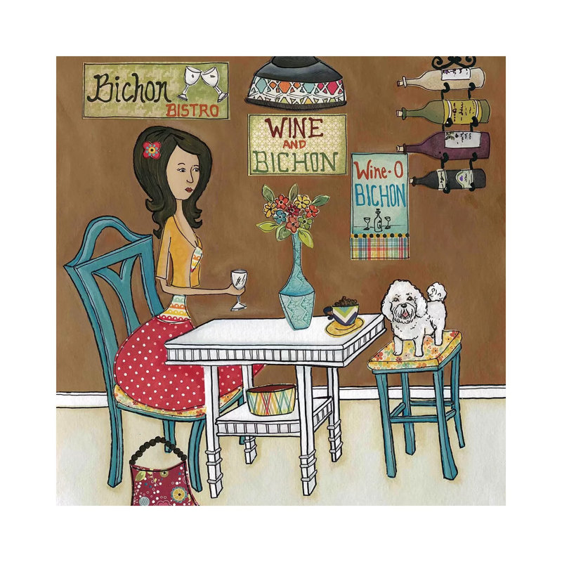 Bichon Bistro by Jamie Morath - Wrapped Canvas Gallery-Wrapped Canvas Giclée, 30.48 cm H x 30.48 cm W