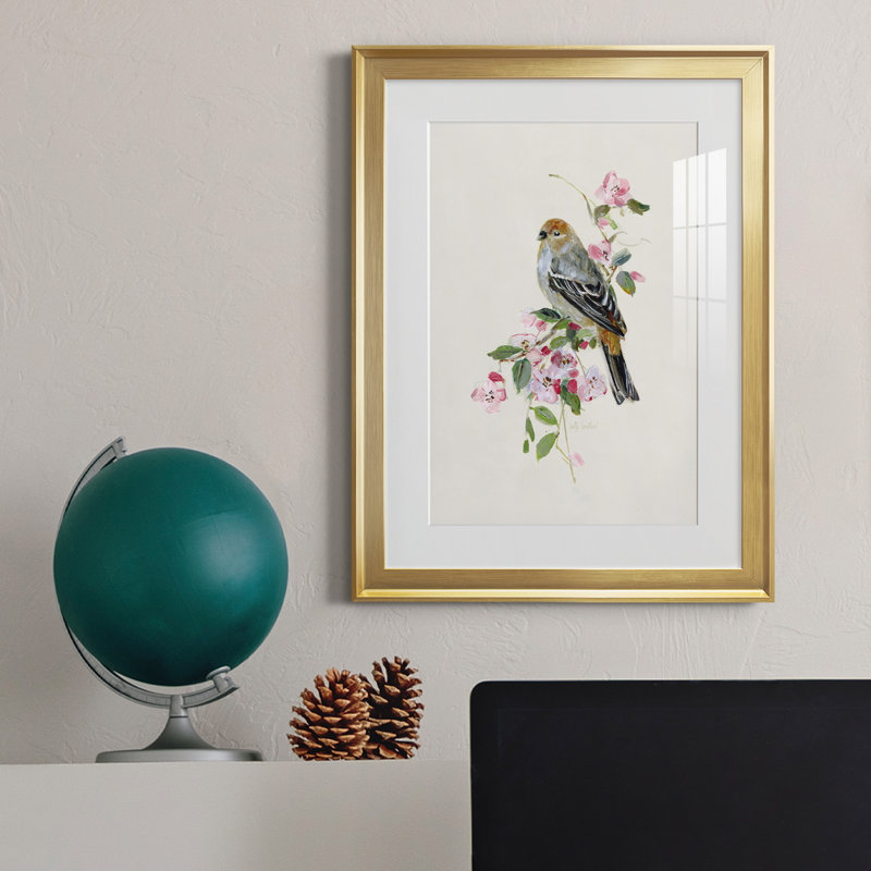 «Spring Song Goldfinch» - peinture encadrée, Or, H 18,5 po x l 24,5 po x P 1,5 po