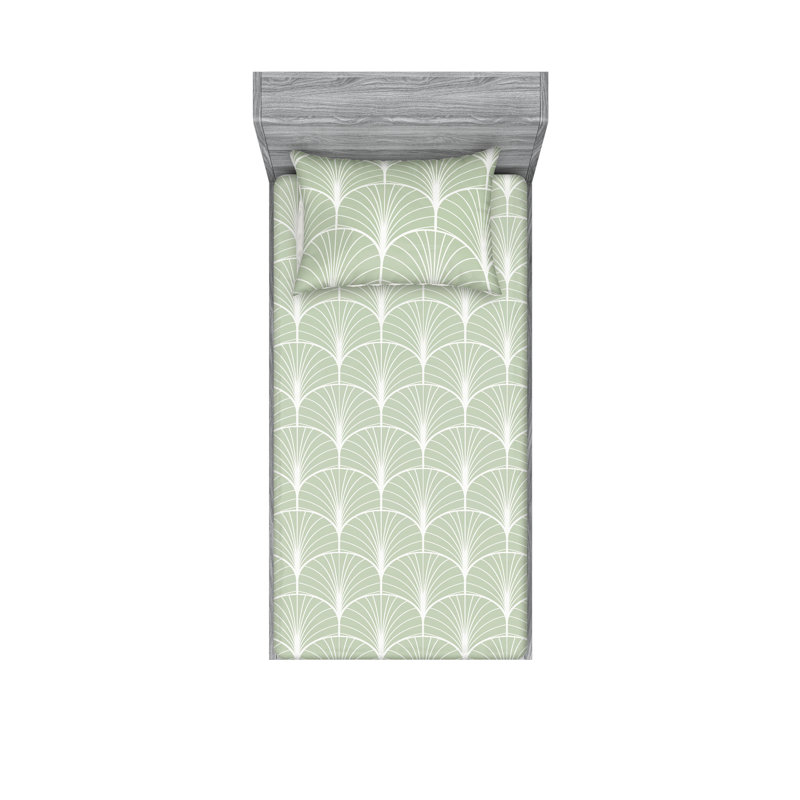  Ensemble de draps en microfibre Floral, Vert pâle, Ensemble de draps pour lit simple TG avec 1 taie d