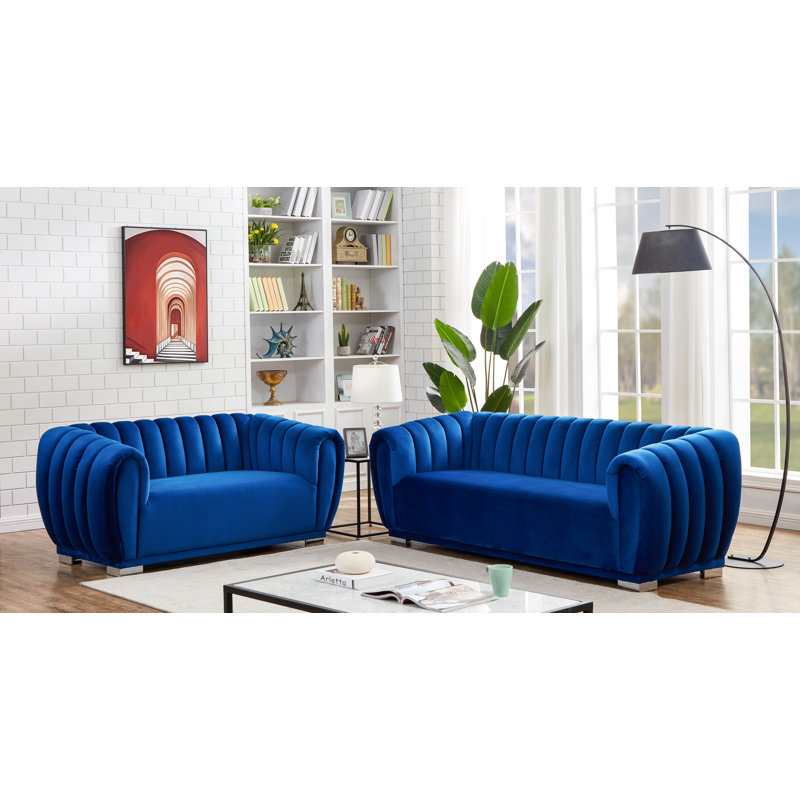 Ensemble de salon standard de luxe Kayley, Bleu