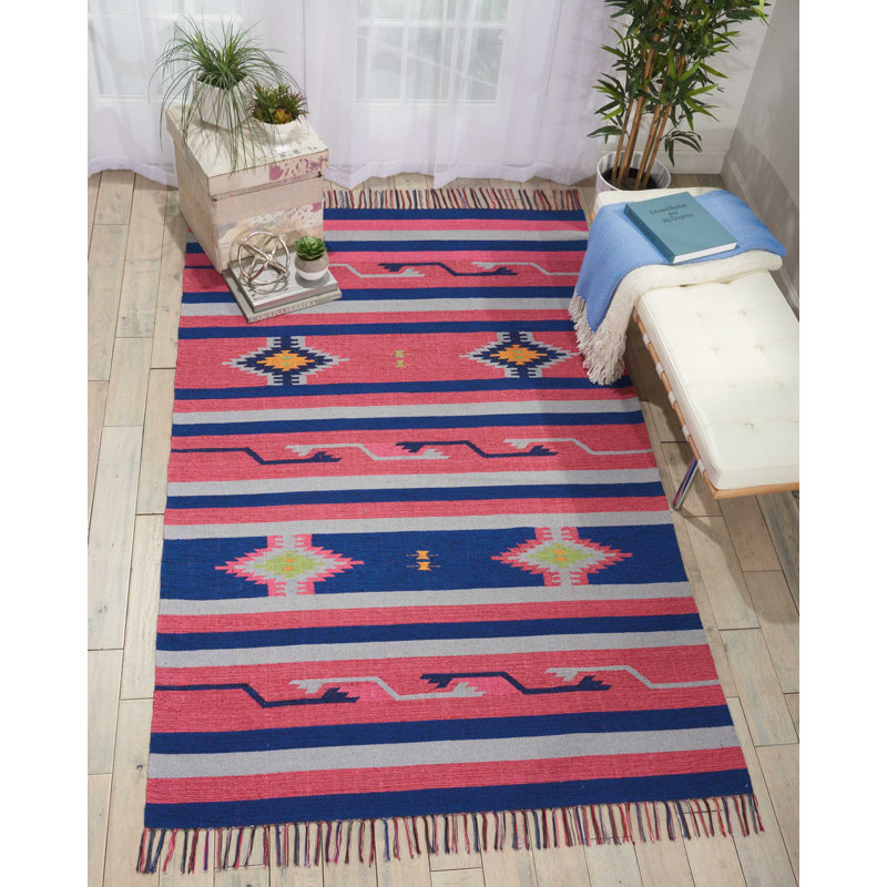 Tapis rose fait à la main Farrah, Rectangle 5 pi x 7 pi