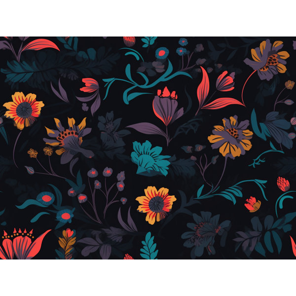 Machine Printed Comforter, Queen Comforter, Black/Blue Floral