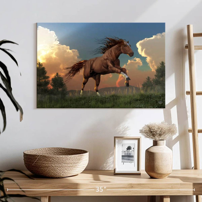 Cheval qui court librement, H 16 po x l 24 po