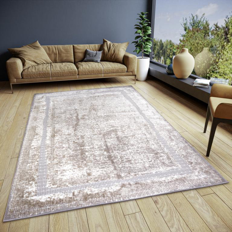 Shine - Classic Vintage, Orientalischer Kurzflor, Vintage Look, Orient, Wohnzimmer – Creme Silber