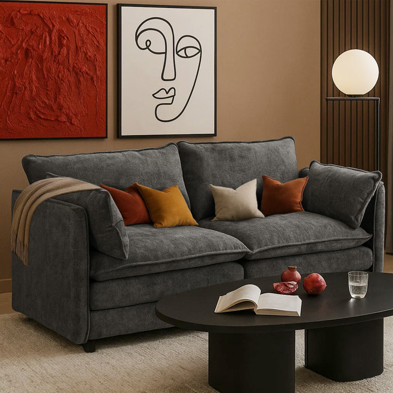 72.4" Modern Sectional Sofa Comfy Cloud Couch For Living Room, Gray