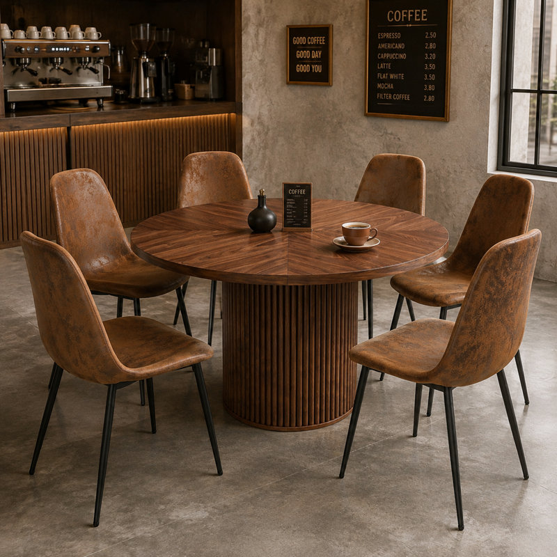Ensemble de salle à manger 7 pièces avec chaises rembourrées, 7 pièces : table, 6 chaises