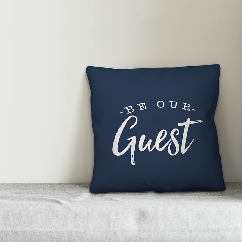 Textual Outdoor Throw Pillow, 18" H x 18" W, Navy