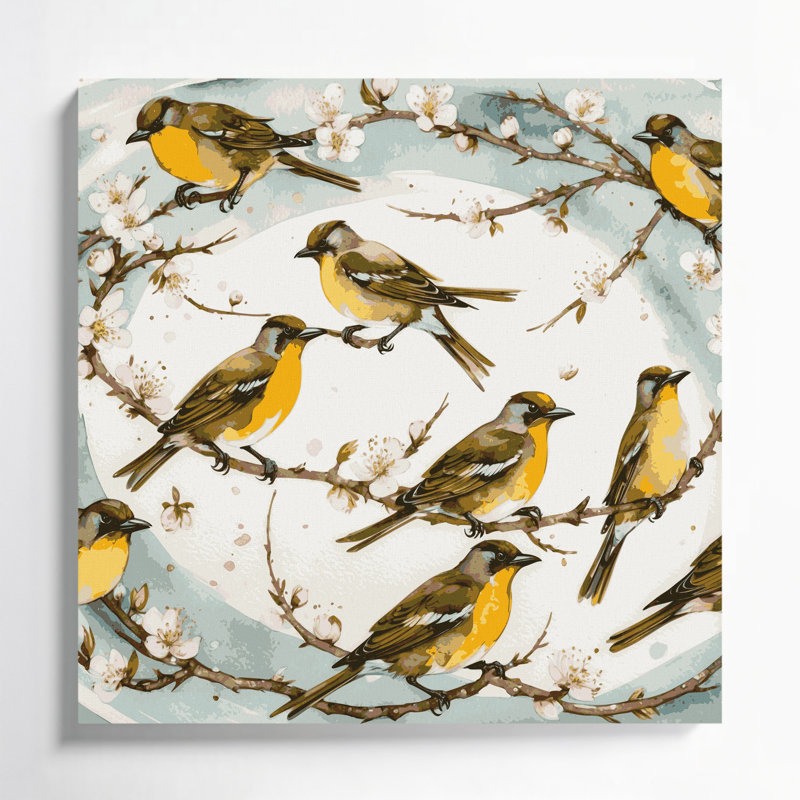 «Birds Common Tailorbird», art mural sur toile blanche, H 12 po x l 12 po