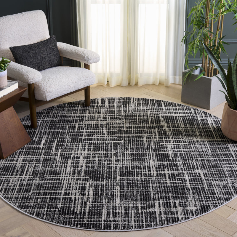 Mila 228 Performance Abstract Rug, Round 6'7"