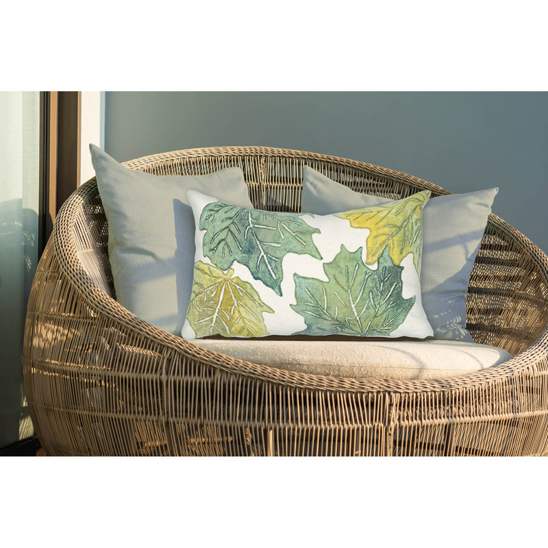 Visions IV Lumbar Rectangular Indoor / Outdoor Pillow, Cloud/Green/Yellow