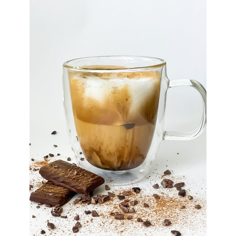 Double Wall Glass Cup With Handle - , 12