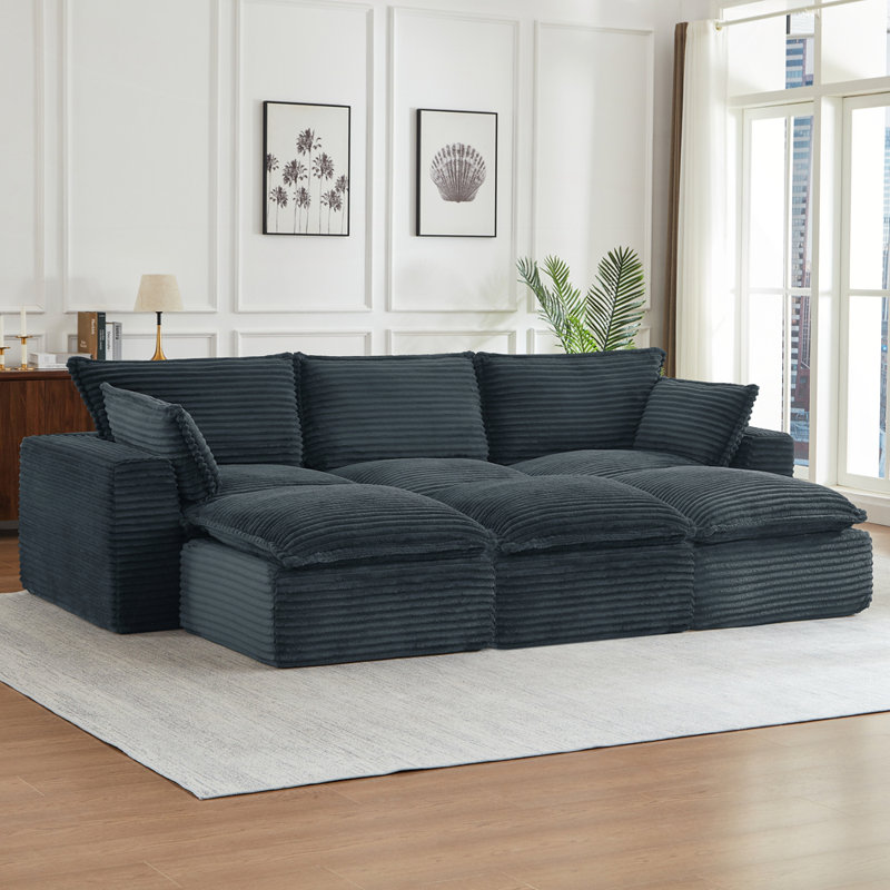 Ensemble de canapé luxueux avec repose-pieds Cloud avec repose-pieds pour un confort et une durabilité ultimes, Gris foncé