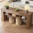 Slim Console Table with Open Storage Shelves in Light Brown & Dark Brown-1314923924