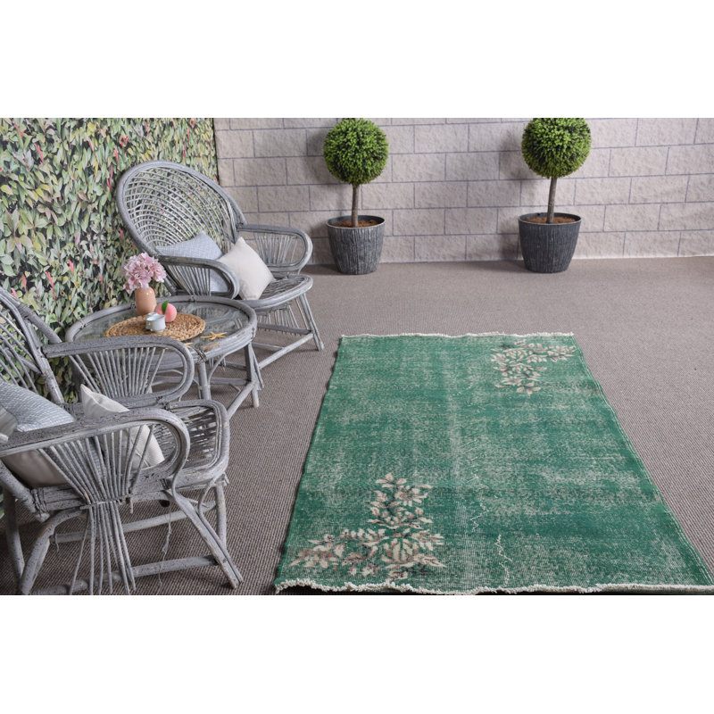 Tapis turc floral à motif floral Oushak - tapis rétro Anatolian