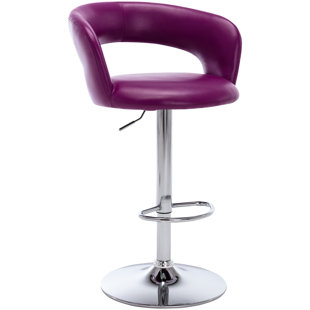 Brage Living Wide Bar Stool, Modern PU Leather Swivel Adjustable Barstool With Hollow Back And Arms, Upholstered Airlift Counter Height Bar Chair For Kitchen Dining