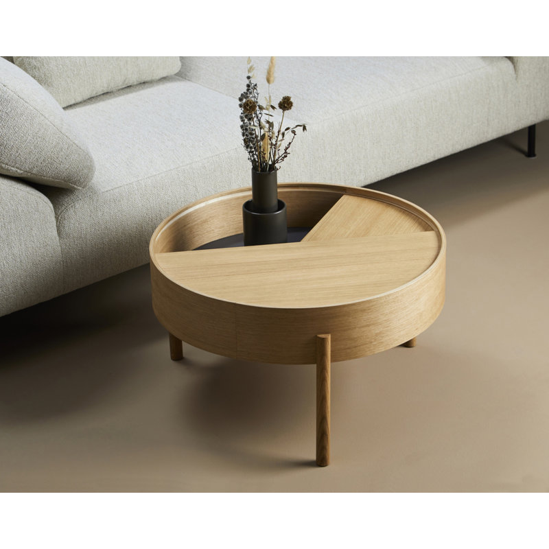 Arc Coffe Table, Matt Lacquered Walnut, 15" H x 26" L x 26" W
