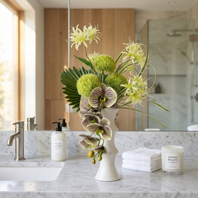 Fleurs artificielles avec vase