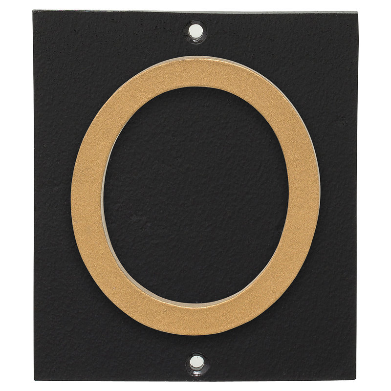 Floating 1-Line Wall Address Plaque, Black, Gold, Yes
