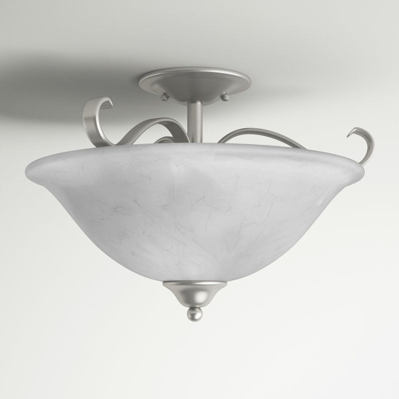 Plafonnier semi-encastré 3 lumières 17 po Neal, Nickel antique