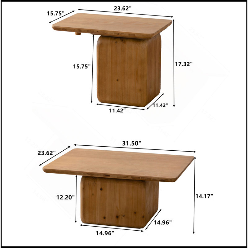 Ensemble de tables basses Chic Vintage, Naturel