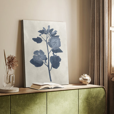 Navy Pressed Flowers V -Gallery Wrapped Cavas