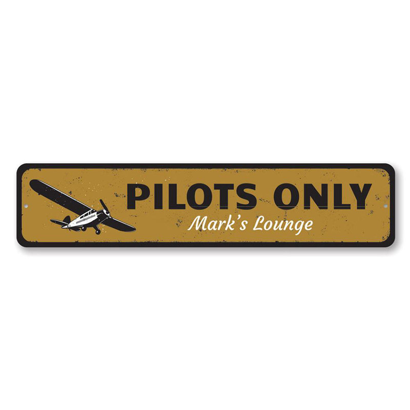 Enseigne en métal Pilots Only, H 4 po x l 18 po x P 0,04 po