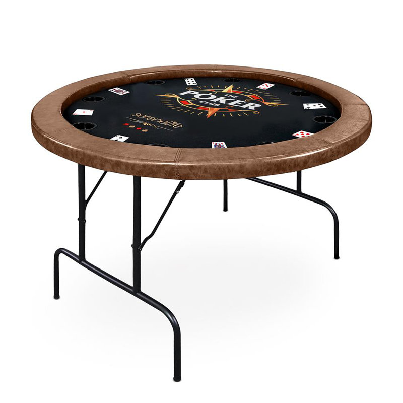 Table de poker / casino pliable ronde pour 8 joueurs avec rail coussiné