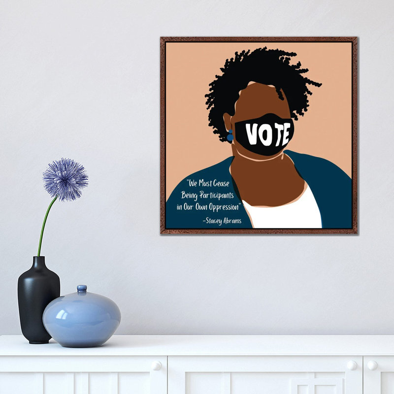 Stacey Abrams - Print on Canvas, Classic Brown Wood Framed, 45.72 cm H x 45.72 cm W