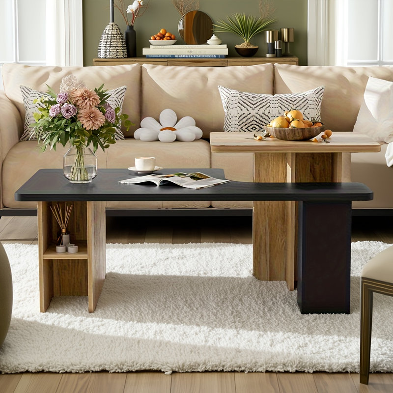 Ensemble de 2 tables basses gigognes Farmhouse, Noir