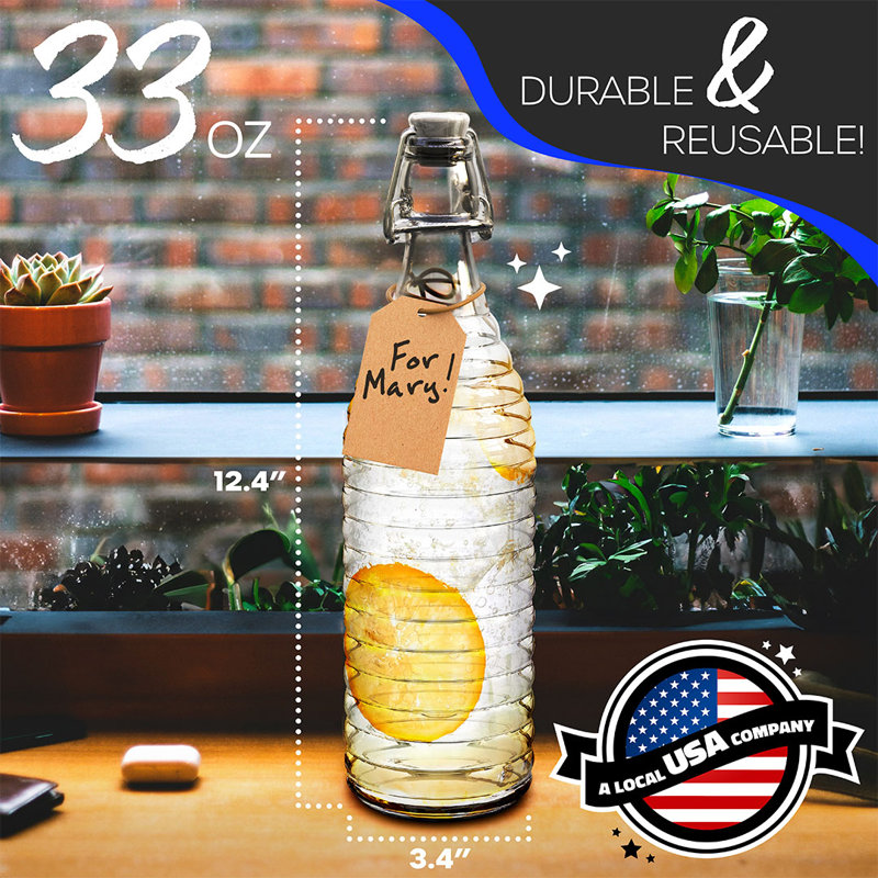  Ensemble de 6 bouteilles en verre 33 oz (3 pièces)