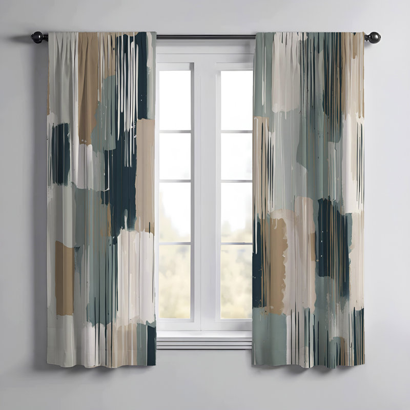 Paire de rideaux semi-transparents en polyester Gueda, L 40 po x L 52 po