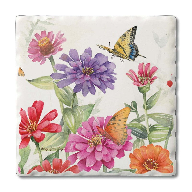 Paquet de 4 sous-verres Zinnias & Butterflies