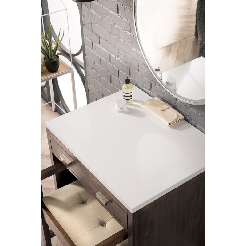 Addison Vanity, Mid-Century Acacia, White Zeus