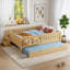 Lit pour enfant en bois massif avec lit gigogne, bibliothèque intégrée et petit escalier, lit pour tout-petit Safe Guardrail-132901806-132901815