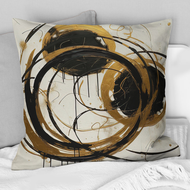 Coussin noir et or The Art Of Chaos II, H 18 po x l 18 po, Carré