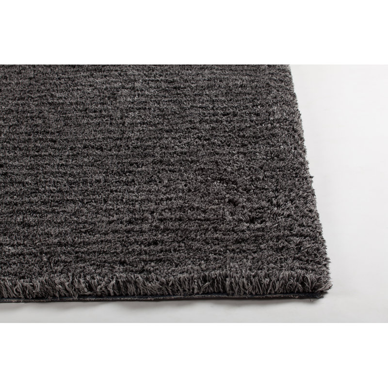 Tapis de zone noire fait main poils longs Schreck, Rectangle 9 pi x 13 pi