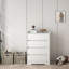 Commode 4 tiroirs, commode sans poignée, commode blanche pour chambre à coucher 100% imperméable