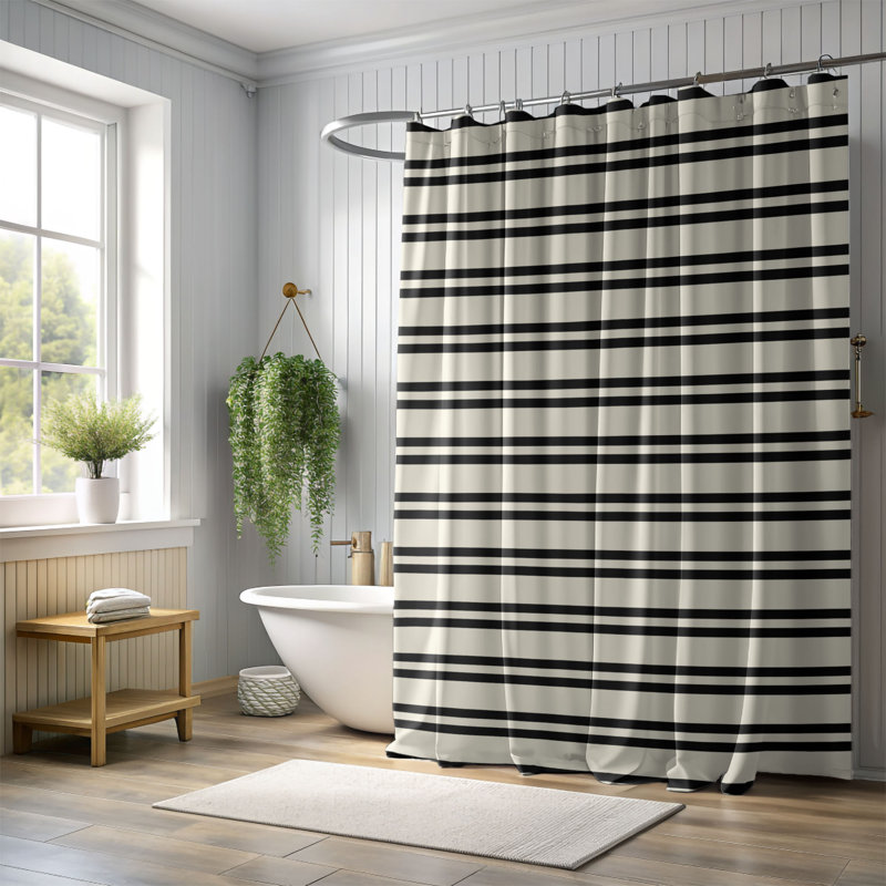 Ivory Bands - Rideau de douche Premium, H 74 po x l 71 po
